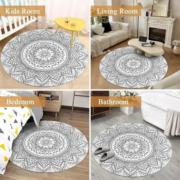 MINISO Dragon-Ball Anime Round Carpet Non-Slip Floor Mat for Living Room Bedroom Circle Rugs Machine Washable Round Carpet Decor