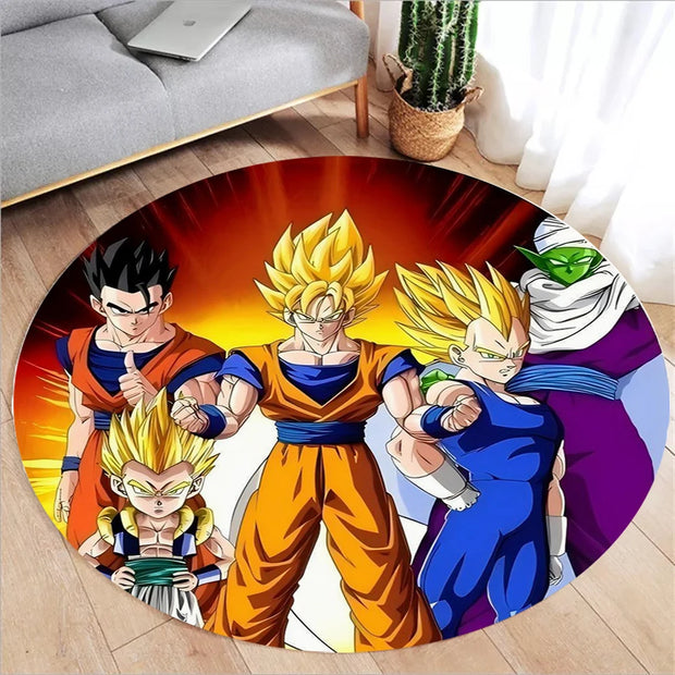 MINISO Dragon-Ball Anime Round Carpet Non-Slip Floor Mat for Living Room Bedroom Circle Rugs Machine Washable Round Carpet Decor